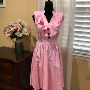 Pink ruffle skater style dress